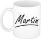 Bellatio Decorations Martin Naam koffiemok - beker - met sierlijke letters - wit