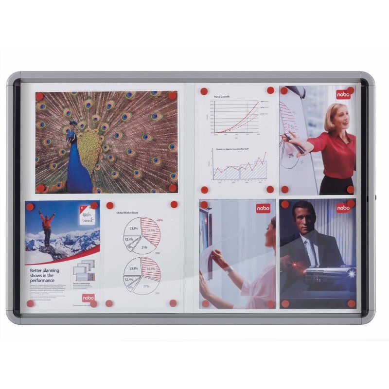 Nobo Premium Plus Binnenvitrine - 15 x A4 - Zilver/Wit