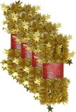 Cepewa Gmbh 4x stuks lametta kerstslingers met sterretjes goud 200 x 6,5 cm
