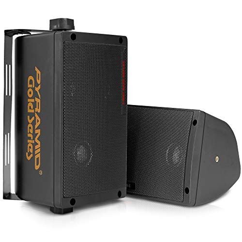 Pyramid 300 Watt 3-Way Mini Box Speaker System (Pair), Wall Mountable Indoor/Outdoor Surround Sound Speakers with 3.25" Woofer, 2" Midrange, 1" Tweeter, ABS Sealed Enclosure, Mounting Kit Included