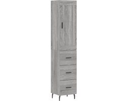 vidaXL Hoge kast 34,5x34x180 cm bewerkt hout grijs sonoma eikenkleurig