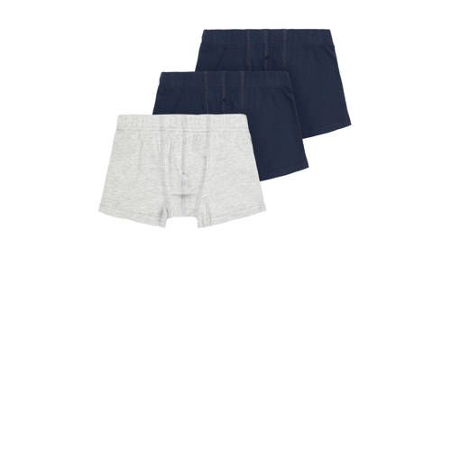 NAME IT KIDS boxershort NKMTIGHTS - set van 3 grijs melange/donkerblauw