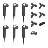HOFTRONIC Set van 6 Pinero LED prikspots - GU10 4W 345lm - Dimbaar - Kantelbaar - 6500K - IP64 - Zwart - Tuinspot - Inclusief installatiemateriaal (Kabel & connector)