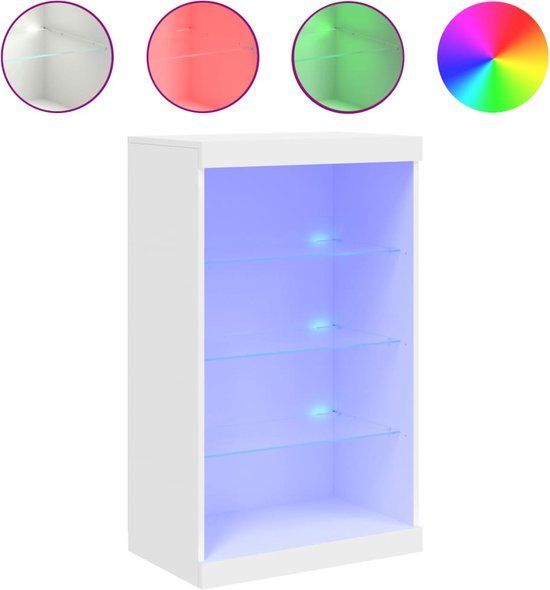 vidaXL Buffetkast met LED-verlichting, 60,5x37x100 cm, Wit