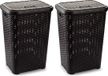 Plasticforte Panier à linge avec couvercle - 2 pièces - 60 litres - brun foncé