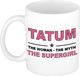 Bellatio Decorations Shoppartners Bv Naam cadeau Tatum - The woman, The myth the supergirl koffie mok / beker 300 ml - Oudroze