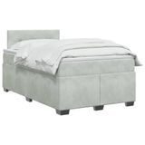 vidaXL Boxspringbed met matras en LED-verlichting, lichtgrijs, 120 x 190 cm, fluweel