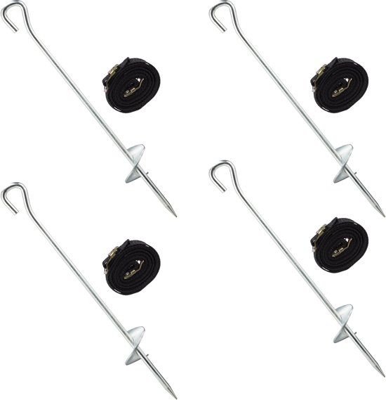 Relaxdays Grondanker speeltoestel - trampoline verzekeringsset - spanbanden - haring - 4052025264536