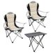 Spetebo Campinglounge, 3-delig, met aluminium klaptafel en draagtas, beige, tuintafelset met 2 campingstoelen tot 150 kg, visstoel voor buiten