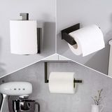 Merkloos BillyBath Toiletpapierhouder, wc-rolhouder zonder boren, zelfklevend, roestvrij staal, wc-rolhouder voor badkamer, keuken (zwart)