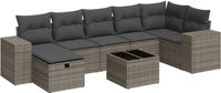 vidaXL 8-delige Loungeset met kussens, poly rattan, grijs