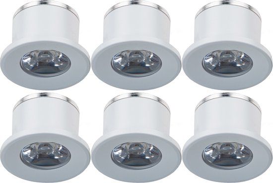Velvalux LED Veranda Spots 6-Pack - 1W - Warm White 3000K - Round Recessed - White - Ø31mm