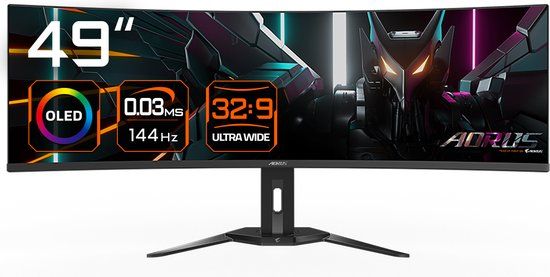 GIGABYTE AORUS CO49DQ 49" OLED Gaming Monitor - 5120x1440, 144Hz, Curved