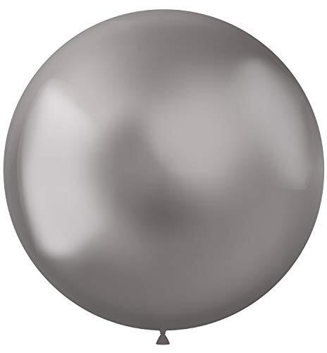 Folat 19905 latex ballonnen rond - zilveren intense - 80 cm - 1 st.