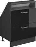 Vicco Rion Armoire pour mur incliné – avec 2 tiroirs Noir laqué/anthracite