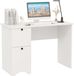 COSTWAY Bureau avec 2 tiroirs, bureau d'ordinateur compact, bureau d'enfant, bureau de bureau, bureau d'ordinateur moderne, 109x50x75cm, blanc