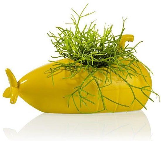 Bitten Design Yellow Submarine Bloempot - Geel - Keramiek - 2L