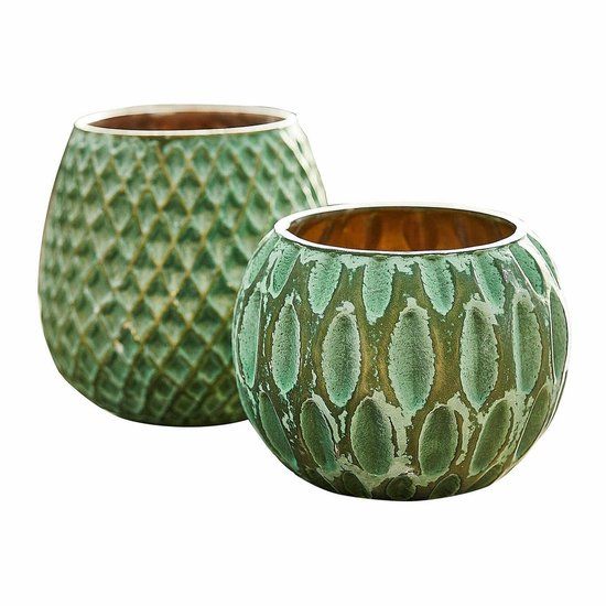 LOBERON Windlicht set van 2 Xerice groen