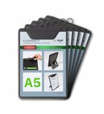 SIGEL KB111 Set van 5 menuhouders met klem, voor maximaal 20 vellen A5 (80 g/m²), plank met klem, klembord, blokhouder, antraciet