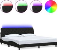 vidaXL Bedframe met LED-verlichting, zonder matras, zwart, 200x200 cm, stof