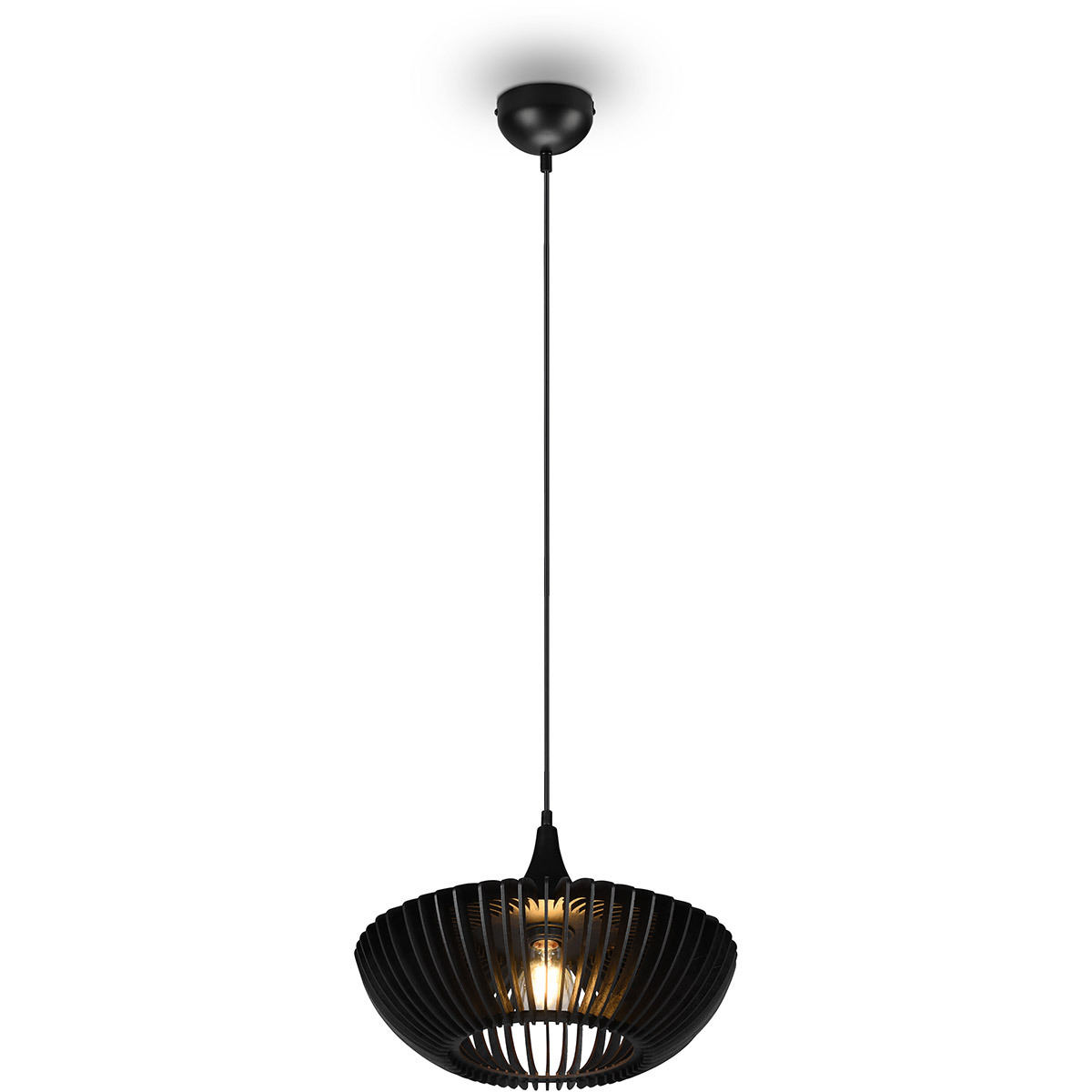 BES LED LED Hanglamp - Hangverlichting - Trion Colman - E27 Fitting - Rond - Mat Zwart - Aluminium