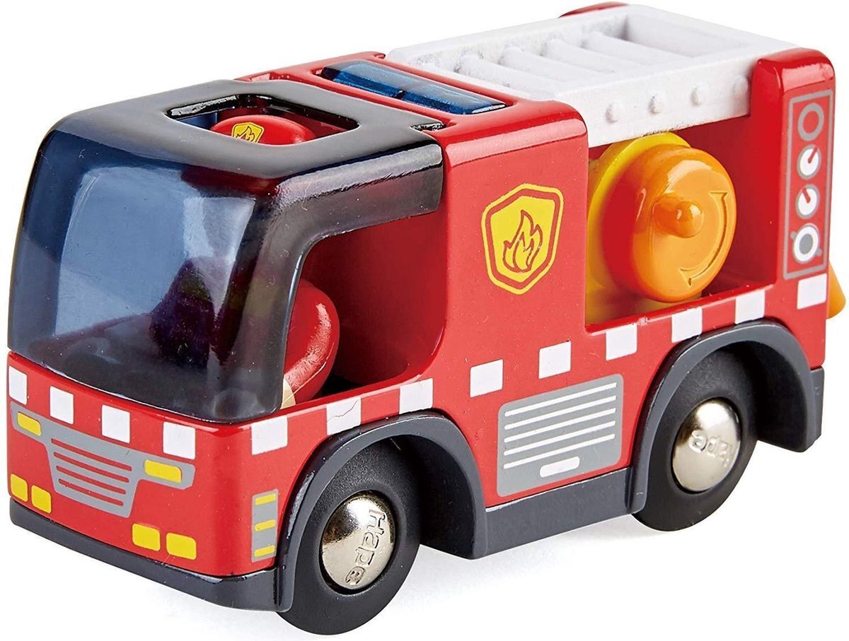 hape Brandweerauto Met Sirene Hout 9,5 Cm