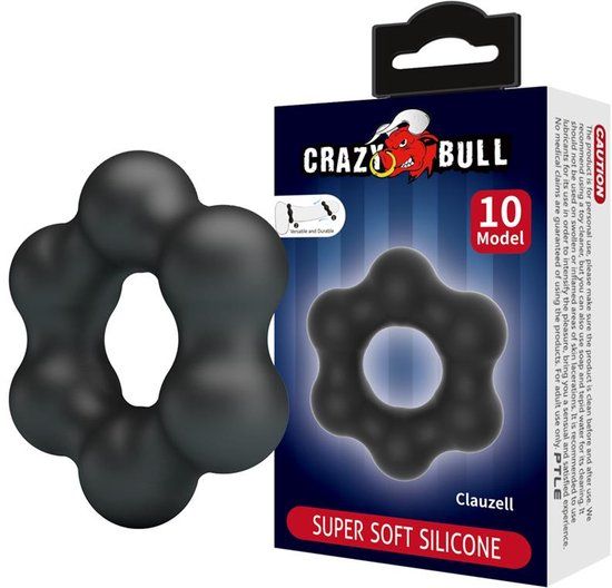 Crazy Bull Clauzell Cock Ring Model 10 Zwart Siliconen