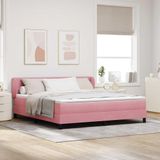 Prolenta Maison Exclusive - Lit À Ressorts Avec Tête De Lit Rose 180 X 200 Cm Velours