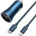 Baseus 2 in 1 Pro Autolader Inc. Kabel Geschikt voor Apple iPhone - 40W - Snellader - Car Fast/Quick Charger - Blauw
