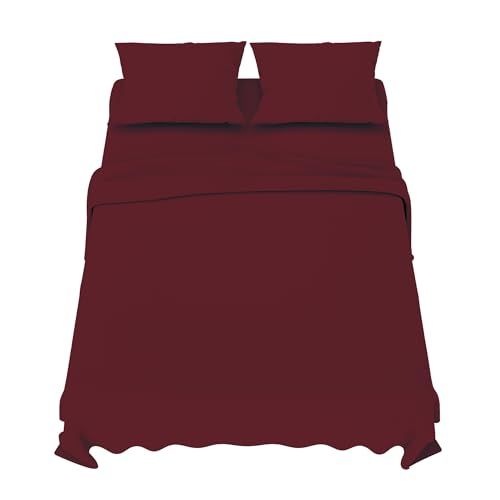 Dreamzie beddengoedset 180x200 cm - 4-delig microvezel - hoeslaken 180x200 cm - onderlaken 2 personen 270x290 cm - 2 kussenslopen 65x65 - Oeko Tex gecertificeerd - bordeaux