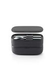 Merkloos Lékué LunchBox To Go Set met bestek, zwart, 1 L