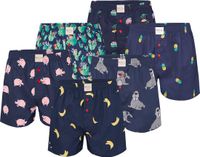 Phil & Co Geweven Wijde Boxershorts Heren 6-Pack Multipack met Print - Maat M