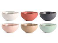 H&H Dots CC670 kommen, aardewerk, gesorteerd, 6 stuks
