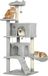 Poteau griffoir pour chat - Tour d'escalade - 140 cm de haut - 4 niveaux - Plateformes multiples - Revêtement en peluche et panneau de particules - Gris clair