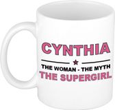 Bellatio Decorations naam cadeau mok - Cynthia - Woman Myth Supergirl - koffiemok - 300 ml - collega - moederdag