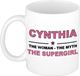 Bellatio Decorations naam cadeau mok - Cynthia - Woman Myth Supergirl - koffiemok - 300 ml - collega - moederdag