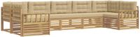 vidaXL Hoek loungeset 7-delig Wit en Beige Massief Acacia Hout