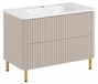 3xE living Armoire de salle de bain 80, Cachemire, avec lavabo, pieds or, 80,7 x 44,4 x 64,9 cm