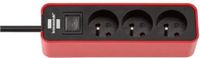 BRENNENSTUHL ECOLOR-contactdoos 3 uitgangen (1,50m kabel H05VV-F3G1.0, met schakelaar), rood / zwart