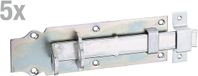 Alberts 840945 sluitgrendel | recht, met platte greep en bevestigde lus | galvanisch verzinkt, gechromateerd | plaat 200 x 64 mm | Set van 5