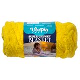 Utopia Crafts Super dik dekengaren, 250 g, zacht chenillegaren voor breien op de arm - Dik volumineus polyester jumbo-garen voor handgebreide dekens, haken, doe-het-zelf woondecoratie (geel)