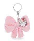 62771 Molang 62771 Sleutelhanger, strik, 8 cm, met metalen hanger, roze, pluche metgezel voor rugzak of tas, voor groot en klein