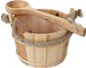 Mendler Sauna cube avec insert HWC-B26, accessoires pour le sauna : seau de sauna, pelle de sauna, verseur d'eau, en bois de pin, 3,5 litres brun clair