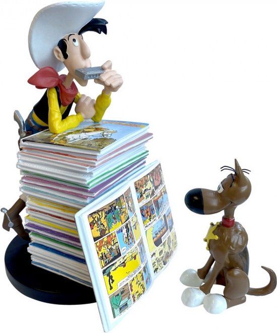 Collectoys Lucky Luke Figurine with Comic Books - 18cm - Red