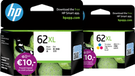 HP 62XL Ink Cartridge Combo Pack