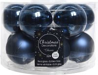 Ksd Decoris Kerstballen Glas Mix Glanzend Mat Nachtblauw 5cm 3 Stuks