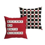 UO Kussensloop "Béme En Este Eck" 100% Katoen Rood 45 x 45 cm