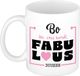 Bellatio Decorations Naam mok Bo - wit - Fabulous - keramiek - 300 ml - cadeau collega beker - cadeau