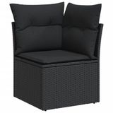vidaXL 9-delige Loungeset met kussens, polyrattan, zwart