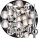 Decoris Kaemingk B.V. Kerstversiering kunststof kerstballen met glazen piek zilver 6-8-10 cm pakket van 45x stuks - Kerstboomversiering